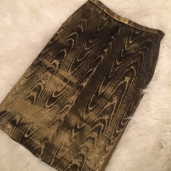 Vintage Michael Kors Gold Lamé Pencil Skirt - Picture 1 of 8